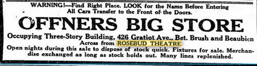 Rosebud Theatre - 1921 Mention In Store Ad